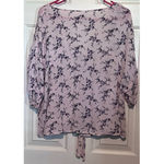 M. Fasis Women's Pink Purple Floral Button Front Tie Waist Size 1X 23 1/2" Long‎ Photo 1