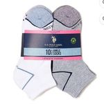 U.S. Polo Assn. New Ankle Socks 10-Pack Arch Support Gray White 9-12 Photo 0