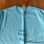 Gildan light blue embroidered Happy Birthday Jesus Christian shirt Photo 1