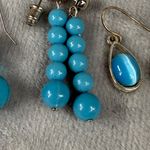 Set Of 3 Pairs Shades of Blue, Beaded & Teardrop Dangle Earrings Mixed Styles Blue Photo 3