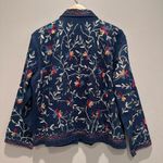 Industrie B Colorful Floral Embroidered Denim Jacket Size Large 100% Cotton Photo 1