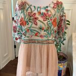 Tassels N Lace  NWOT Floral Embroidered High/ Low Top with Sheer Overlay Photo 0
