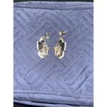 Butterfly Earrings Gold Tone Black Wings Rhinestone Accent Dangle Drop Photo 1