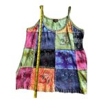 Rising International Patchwork Flower Tank Top Medium Stretchy Knit Vintage Green Photo 4