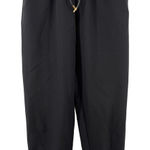 ZARA Women M High-Rise Tapered Jogger Black Pockets Stretch Drawstring Gold Photo 0