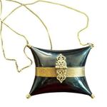 Vintage 30’s antique horn & brass pillow purse Black Photo 0