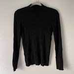 St. John  Black Ribbed Mock Neck Long Sleeve Shirt Photo 0