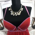 Auden Intimates Babydoll Lingerie Underwire Padded Lace Mesh Red Pink Size Small Photo 5