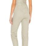 Lovers + Friends  Linen Blend Ruffle Plunge VNeck Skinny Ankle Jumpsuit Green Photo 1