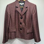 Jones Studio Vintage Y2K Metallic Black Red Silver Woven Button Front Blazer Clueless Preppy Photo 6