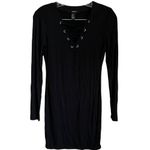 Forever 21  Black Knit Criss Cross Tie Front‎ Long Sleeve Mini Dress Photo 1
