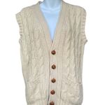 Henri Bendel  Cream Cable Knit Cardigan Vest Photo 2