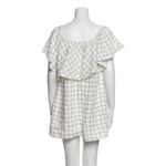 Reformation Plaid Windowpane Linen Square Neckline Ruffle Dress Small Photo 59