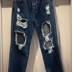 Vibrant  Distressed Blue High Waisted Jean Joggers Photo 0