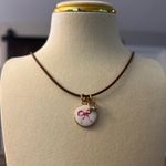 Handmade 18k gold plated Cute Ribbon charm with birthstone rhinestone and wax rope necklace Photo 0