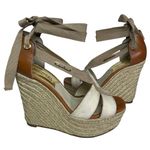 MICHAEL KORS Women’s Leather Espadrille Platforms Lace Up size 6.5 Tan Photo 5