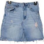 Distressed Denim Mini Skirt Coastal Cowgirl Western Festival Retro 90s Size 27‎ Blue Photo 0