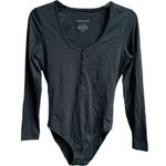 Everlane The Long Sleeve Henley Bodysuit Black XSmall Photo 5