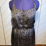 Cecico Womens Large Purple Beige Printed Silky Spaghetti Strap Button Mini Dress Photo 0