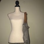 Boutique canvas striped paper bag style tote w/bow Brown Photo 4