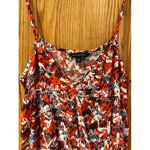 Banana Republic 100% Rayon Red & Black Floral Spaghetti Strap V-Neck Romper XS Photo 3