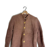 Chunky Knit Sweater Womens Medium Brown Button Front Cozy Textured Cardigan Photo 1