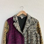 LOGO By Lori Goldstein LOGO Lori Goldstein Reversible Fleece Coat Multicolor Snap Photo 2
