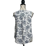 Larry levine Paisley Linen Blouse Women’s Hippie Boho Modest Mature Beach Boxy M White Size M Photo 3