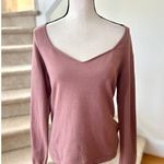 Vince Square Neck Mauve Pink Long Sleeve Knit Fitted Top Photo 1