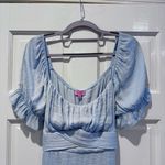 Mi Ami For Francesca’s Madilyn Tie Back Satin Mini Dress‎ Light Blue Size XL Photo 2