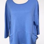 Blair  Blue 3/4 Sleeve Pullover Top Button Pocket Detail Petite Medium Photo 0
