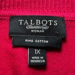 Talbots Raspberry Fuschia Pink Pima Cotton Bend Cardigan Sweater 1X Plus Photo 5