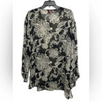 Oscar de la Renta Oscar By  Silk Floral Tunic Embroidered Size 14 Black Sheer Photo 1