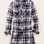 Aerie Plaid Flannel Button Front One Piece Pajama Romper Blue White sz XL Photo 1