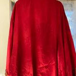 Red silk texture kimono with embroidered floral design XL Photo 1