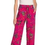 Catherine Malandrino  Vibrant Pink Floral High Rise Wide Leg Drawstring Pants Photo 6