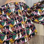 Boden tropical parrot print two piece set button down shirt &‎ shorts size 4/6 Pink Photo 3