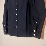 J.Crew  Haberdashery Button Up Shirt Blouse Navy Blue Size Large Stretch Photo 3