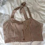 Brave Soul  Striped/Button Through Crop Top Photo 2