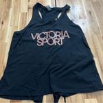 Victoria's Secret Victoria Sport Black Glitter Logo Open-Back Tank Top Photo 0
