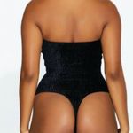 Naked Wardrobe Textured Velvet Tube Body Suit Black Womens Small Photo 6