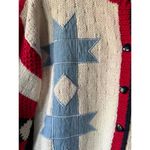 Hand Knit American Flag Pattern Cardigan Sweater Red Photo 4