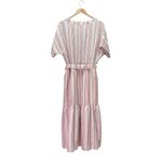Gap NWT Linen Blend Striped Midi Dress Belted V-Neck Short Sleeve Size 14 Tall Photo 3
