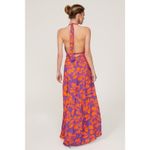 AFRM Nor Purple Orange Hibiscus Tropical Floral Print Hawaiian Halter Maxi Dress Size M Photo 2