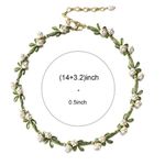 White Floral Leaf Necklace Trendy Alloy Enamel Lily Valley Gold Color Choker NEW Green Photo 4