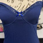 Adore Me Navy Blue Bamboo Slip Dress - Size M - Lace Side Panels Photo 5