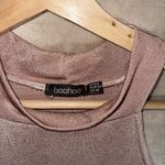 Boohoo  Womens Pink Textured Slinky Shimmer High Neck Midi Dress Sz US 18‎ Photo 3