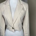 EXPRESS Women's Cream Cropped Oversized Long Sleeve Buttoned Blazer Size XS Photo 1