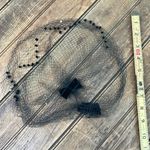 Vintage 1960s Elegant Black Net Hat hair piece bows and rhinestones Photo 3