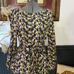 Boden Jersey Dress Tie Waist Tulip Cluster Print French Navy Photo 3